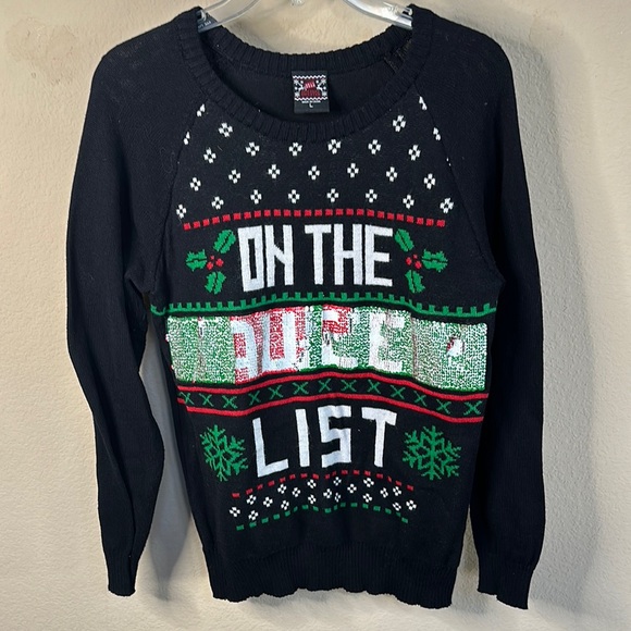 Holiday Time Black 'On The Nice List' Sweater - Picture 4 of 7